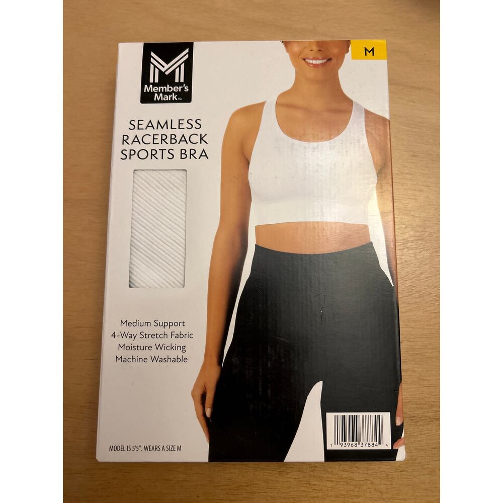 New Women’s Member’s Mark Seamless Sports Bra Medium Support White size Medium